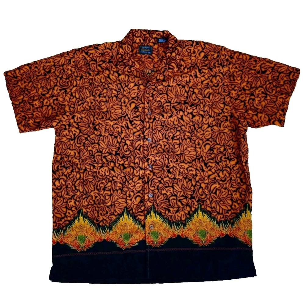 Cascade Outrageous Dopamine Mens Casual Button Up Shirt Size XL Fiery Orange
